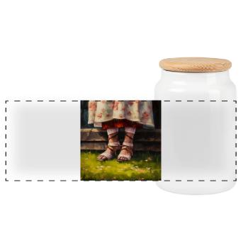 Pastorale d'été - Boîte à biscuits avec couvercle en bois - blanc - Devant