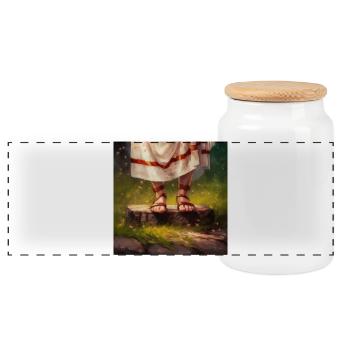 Piédestal d'été - Boîte à biscuits avec couvercle en bois - blanc - Devant