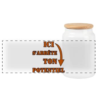 ICI S’ARRÊTE TON POTENTIEL. - Boîte à biscuits avec couvercle en bois - blanc - Devant