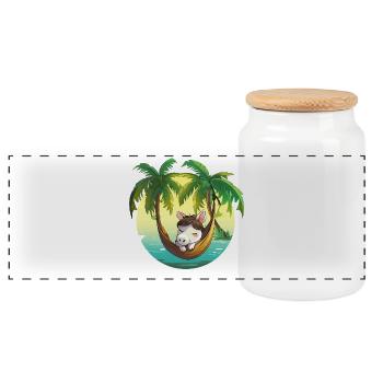 Coconut Hammock Island Dream - Panoramic Cookie Jar with Wooden Lid - white - Front