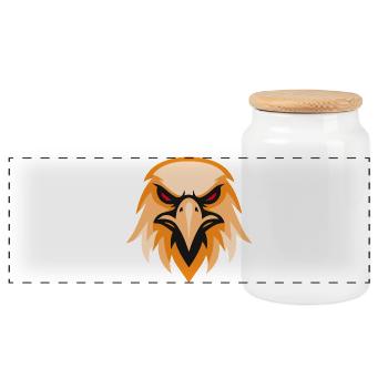 Tête d’aigle sauvage en orange - Boîte à biscuits avec couvercle en bois - blanc - Devant