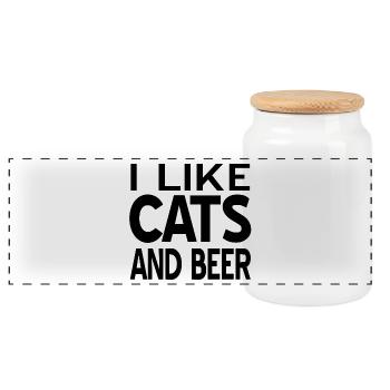 feline - Panoramic Cookie Jar with Wooden Lid - white - Front