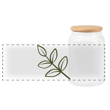 Leaf Line Art - Panoramic Cookie Jar with Wooden Lid - white - Front