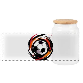 Farbwirbel Fußballball Fussball Deutschland Farben - Panorama Keksdose mit Holzdeckel - Weiß - Vorne
