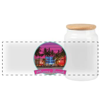80s Retro Miami Beach Vaporwave - Panoramic Cookie Jar with Wooden Lid - white - Front