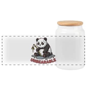 Das Leben ist unerträglich – Lustiges Panda-Meme - Panorama Keksdose mit Holzdeckel - Weiß - Vorne
