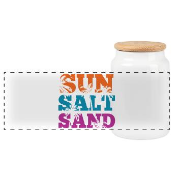 Été - Sable Salé de Soleil - Boîte à biscuits avec couvercle en bois - blanc - Devant
