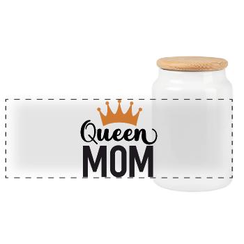 Queen Mom - Panorama Keksdose mit Holzdeckel - Weiß - Vorne