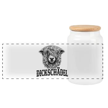 Funny Sheep Stubborn Skull - Panoramic Cookie Jar with Wooden Lid - white - Front