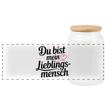 Du bist mein Lieblingsmensch - Panorama Keksdose mit Holzdeckel - Weiß - Vorne
