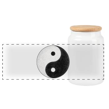 Yin-und-Yang-Symbol - Panorama Keksdose mit Holzdeckel - Weiß - Vorne