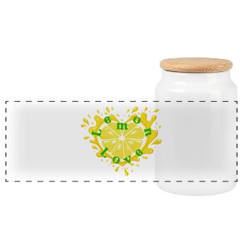 Citrus Heart Love Motif - Panoramic Cookie Jar with Wooden Lid - white - Front