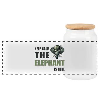 Ruhig bleiben der Elefant ist da - Panorama Keksdose mit Holzdeckel - Weiß - Vorne
