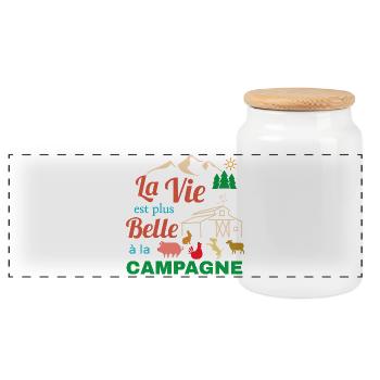 La Vie Belle en Campagne - Boîte à biscuits avec couvercle en bois - blanc - Devant