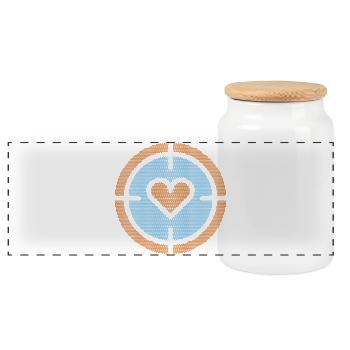 Heart in Target Emblem, atomic pattern - Panoramic Cookie Jar with Wooden Lid - white - Front
