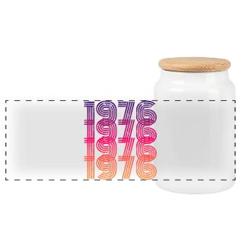 Millésime 1976 - Boîte à biscuits avec couvercle en bois - blanc - Devant