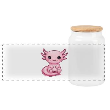 Bébé Dragon Rose de Kawaii - Boîte à biscuits avec couvercle en bois - blanc - Devant