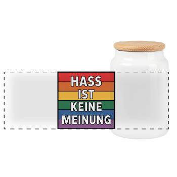 Hass ist keine Meinung - Antifa Tee - Panorama Keksdose mit Holzdeckel - Weiß - Vorne