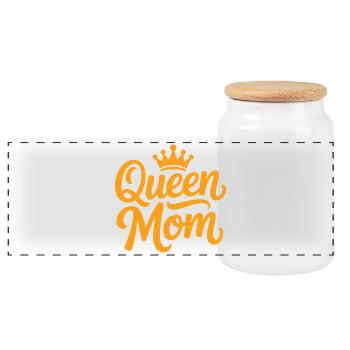 Queen Mom - Panorama Keksdose mit Holzdeckel - Weiß - Vorne
