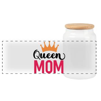 Queen Mom - Panorama Keksdose mit Holzdeckel - Weiß - Vorne