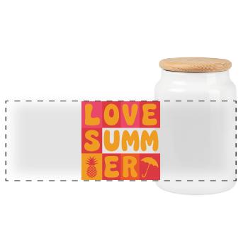 Ich liebe den Sommer - Panorama Keksdose mit Holzdeckel - Weiß - Vorne