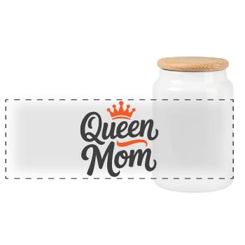 Queen Mom - Panorama Keksdose mit Holzdeckel - Weiß - Vorne