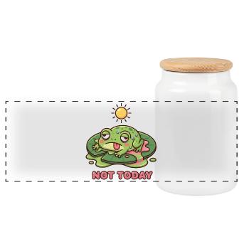 Unfrogettable Cute Melting Frog - Panoramic Cookie Jar with Wooden Lid - white - Front