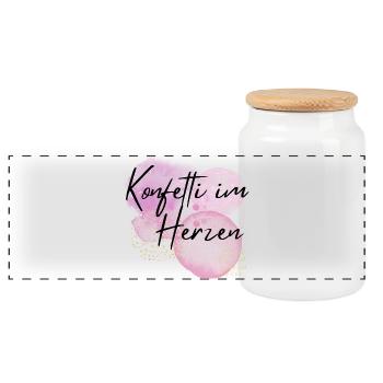 Confettis dans le cœur - Boîte à biscuits avec couvercle en bois - blanc - Devant