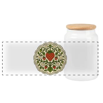 Cercle de Dentelle à la Fraise - Boîte à biscuits avec couvercle en bois - blanc - Devant