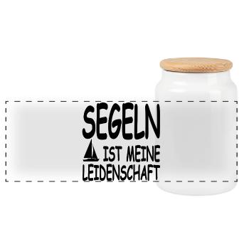 Voile - Boîte à biscuits avec couvercle en bois - blanc - Devant