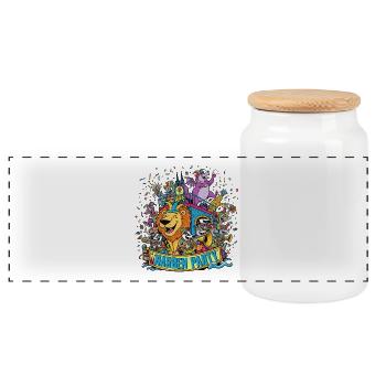 Fête des Fous - Boîte à biscuits avec couvercle en bois - blanc - Devant