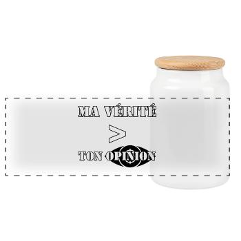 MY TRUTH > YOUR OPINION - Panoramic Cookie Jar with Wooden Lid - white - Front