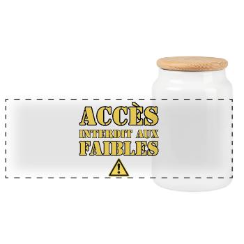  ACCÈS INTERDIT AUX FAIBLES - Boîte à biscuits avec couvercle en bois - blanc - Devant