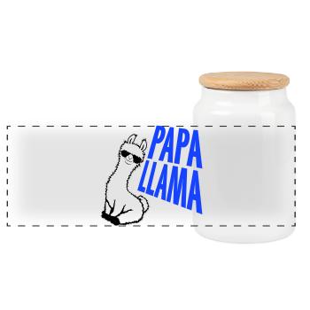 Papa Lama Cool Sonnenbrille Sitzend Lustig Tier - Panorama Keksdose mit Holzdeckel - Weiß - Vorne