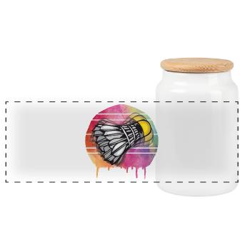 Badminton Federball - Panoramic Cookie Jar with Wooden Lid - white - Front