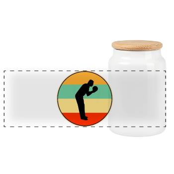 Bowler Retro Silhouette Vintage Sunset Bowling Gif - Panorama Keksdose mit Holzdeckel - Weiß - Vorne
