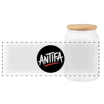 Antifa - Antifascist Merch - Panoramic Cookie Jar with Wooden Lid - white - Front