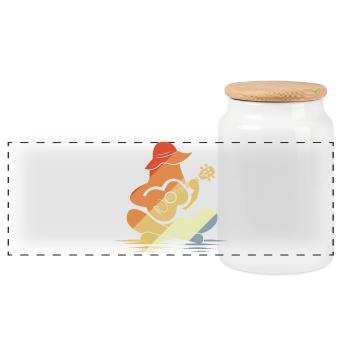 Weibliche Ukulele Grafik - Panorama Keksdose mit Holzdeckel - Weiß - Vorne