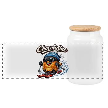 Chocolatine-Ski - Panorama Keksdose mit Holzdeckel - Weiß - Vorne