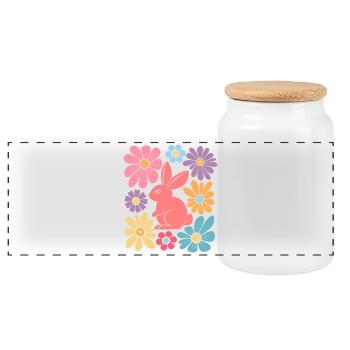 Happy Easter Bunny Boho - Panorama Keksdose mit Holzdeckel - Weiß - Vorne