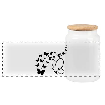 Butterfly soaring - Panoramic Cookie Jar with Wooden Lid - white - Front