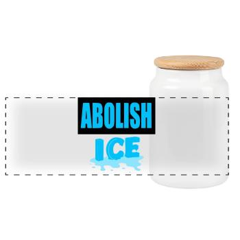 Abolish I.C.E: - Panoramic Cookie Jar with Wooden Lid - white - Front