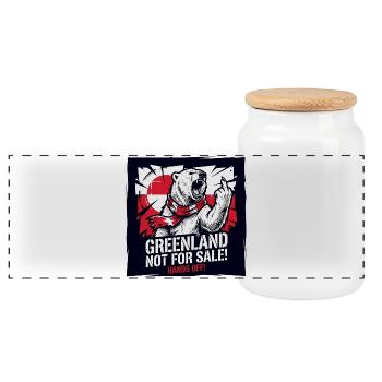 Greenland Not For Sale - Hands Off - Eisbär - Panorama Keksdose mit Holzdeckel - Weiß - Vorne