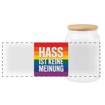 Hate is not an opinion - Antifa Tee - Panoramic Cookie Jar with Wooden Lid - white - Front