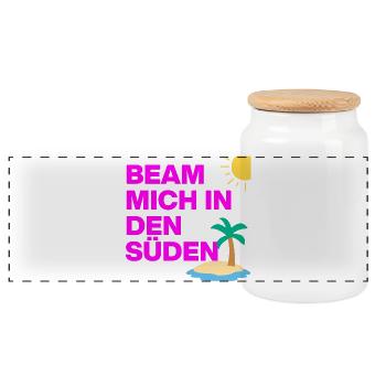 TÉLÉPORTEZ-MOI VERS LE SUD, MALLE APPELLE ! ENTERREMENT DE VIE DE GARÇON DES FÊTES - Boîte à biscuits avec couvercle en bois - blanc - Devant