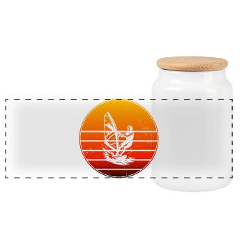 Un motif spécialement dédié à la planche à voile - Boîte à biscuits avec couvercle en bois - blanc - Devant