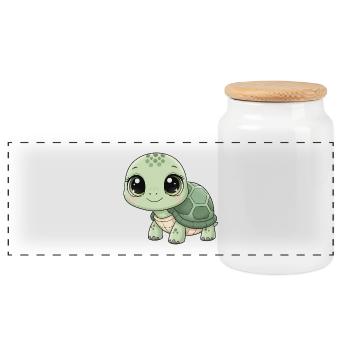 Tortue Doulouche Vert Menthe - Boîte à biscuits avec couvercle en bois - blanc - Devant