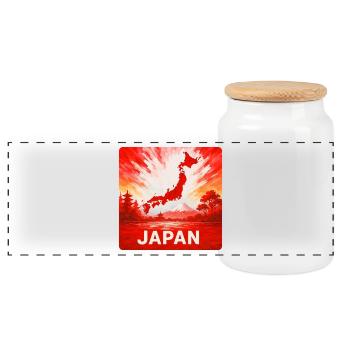 Japan Travel Design - Panoramic Cookie Jar with Wooden Lid - white - Front