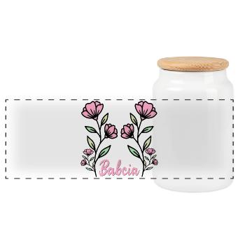 Grandma Flowers - Panoramic Cookie Jar with Wooden Lid - white - Front