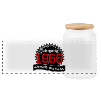 Jahrgang 1966 – Simply the Best - Panorama Keksdose mit Holzdeckel - Weiß - Vorne
